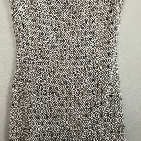 Bieff Basix women silver sleeveless beaded & embroidered cocktail dress - Picture 5 of 11